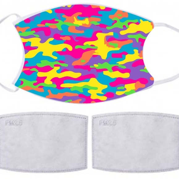 Neon Camo Filter Pocket Facemask - Picture 2 of 5
